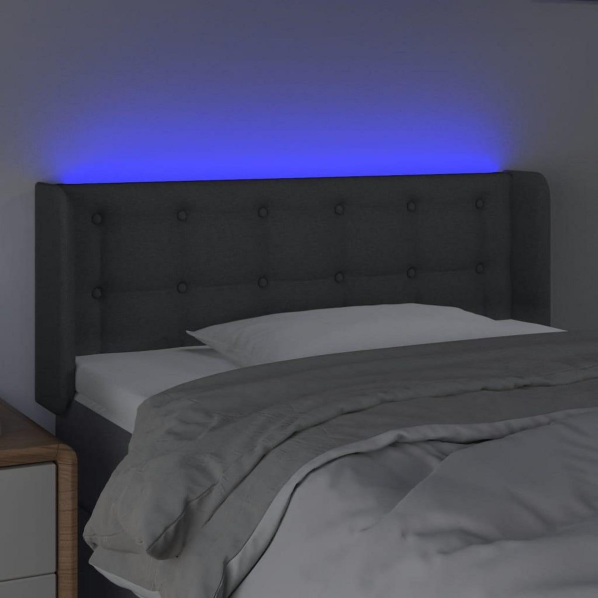 VIDAXL Tete de lit a LED Gris fonce 103x16x78/88 cm Tissu