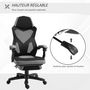Voir la diapositive 4 : HOMCOM Fauteuil gaming chaise gamer dossier et hauteur réglable roulettes pivotantes repose-pied tissu maille gris noir