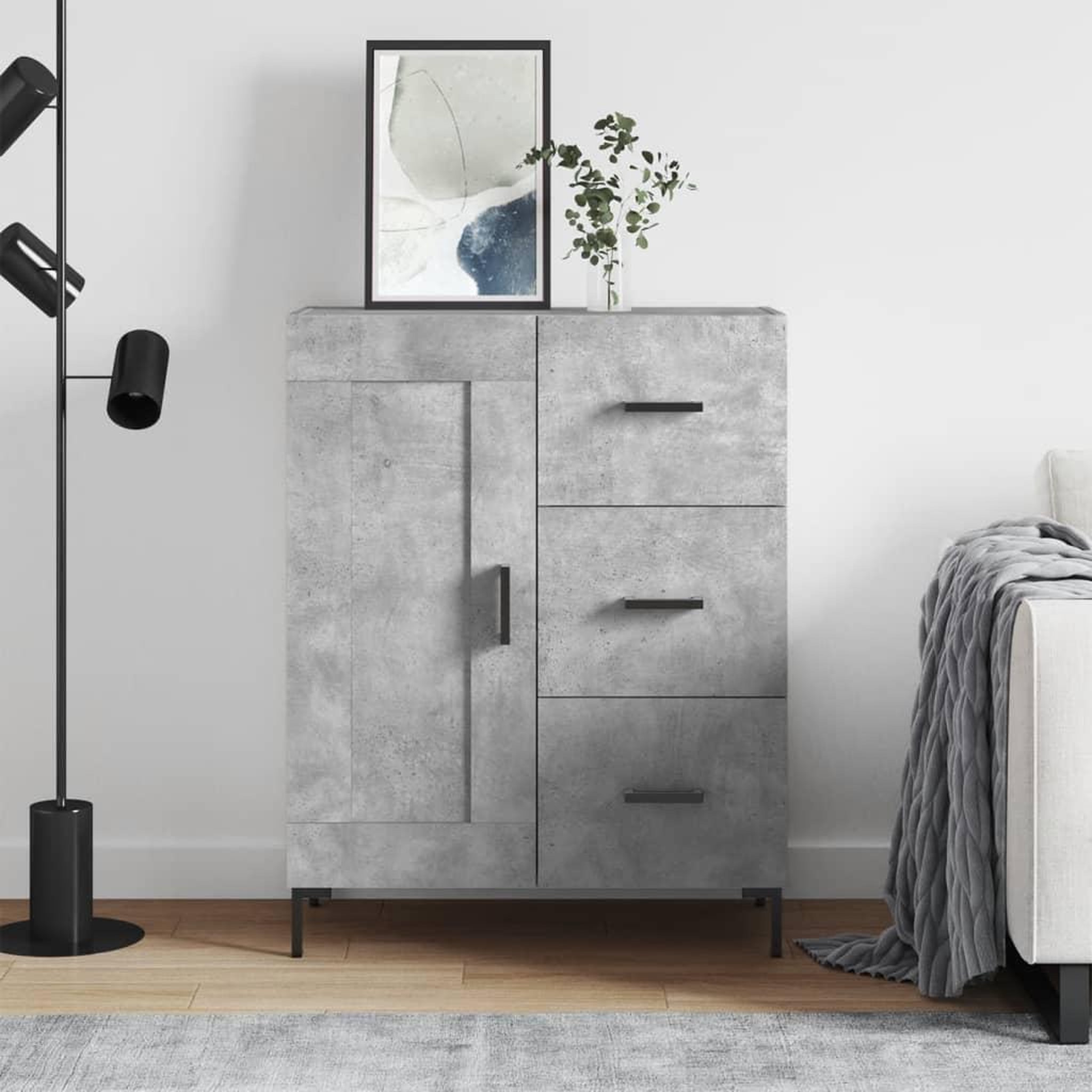VIDAXL Buffet gris beton 69,5x34x90 cm bois d'ingenierie