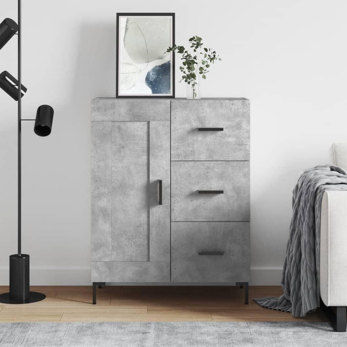 VIDAXL Buffet gris beton 69,5x34x90 cm bois d'ingenierie