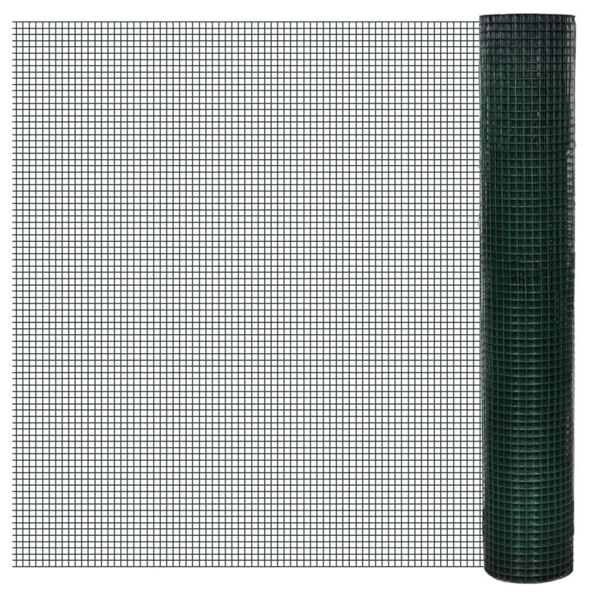 VIDAXL Grillage Acier galvanise et revetement en PVC 25 x 1 m Vert