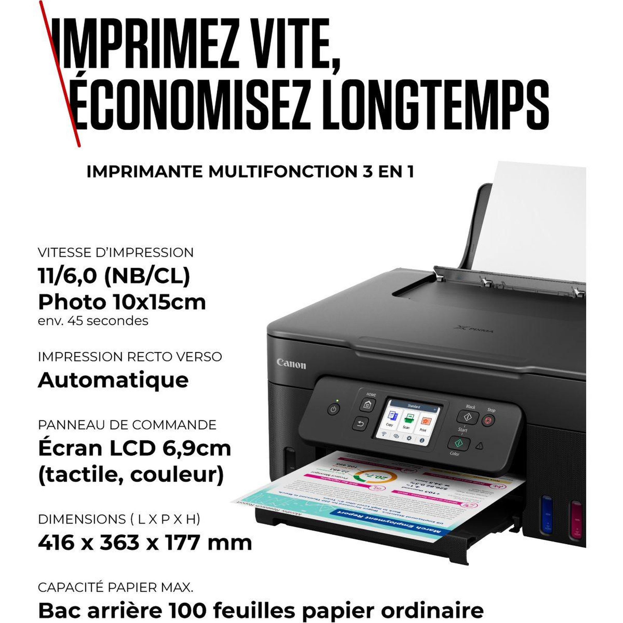 Voir la diapositive 4 : Canon Imprimante jet d'encre MEGATANK G3590