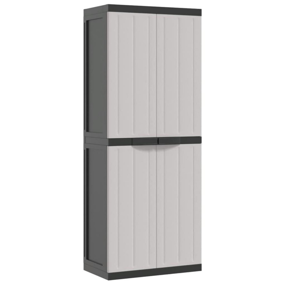 VIDAXL Armoire de rangement d'exterieur gris et noir 65x37x165 cm PP