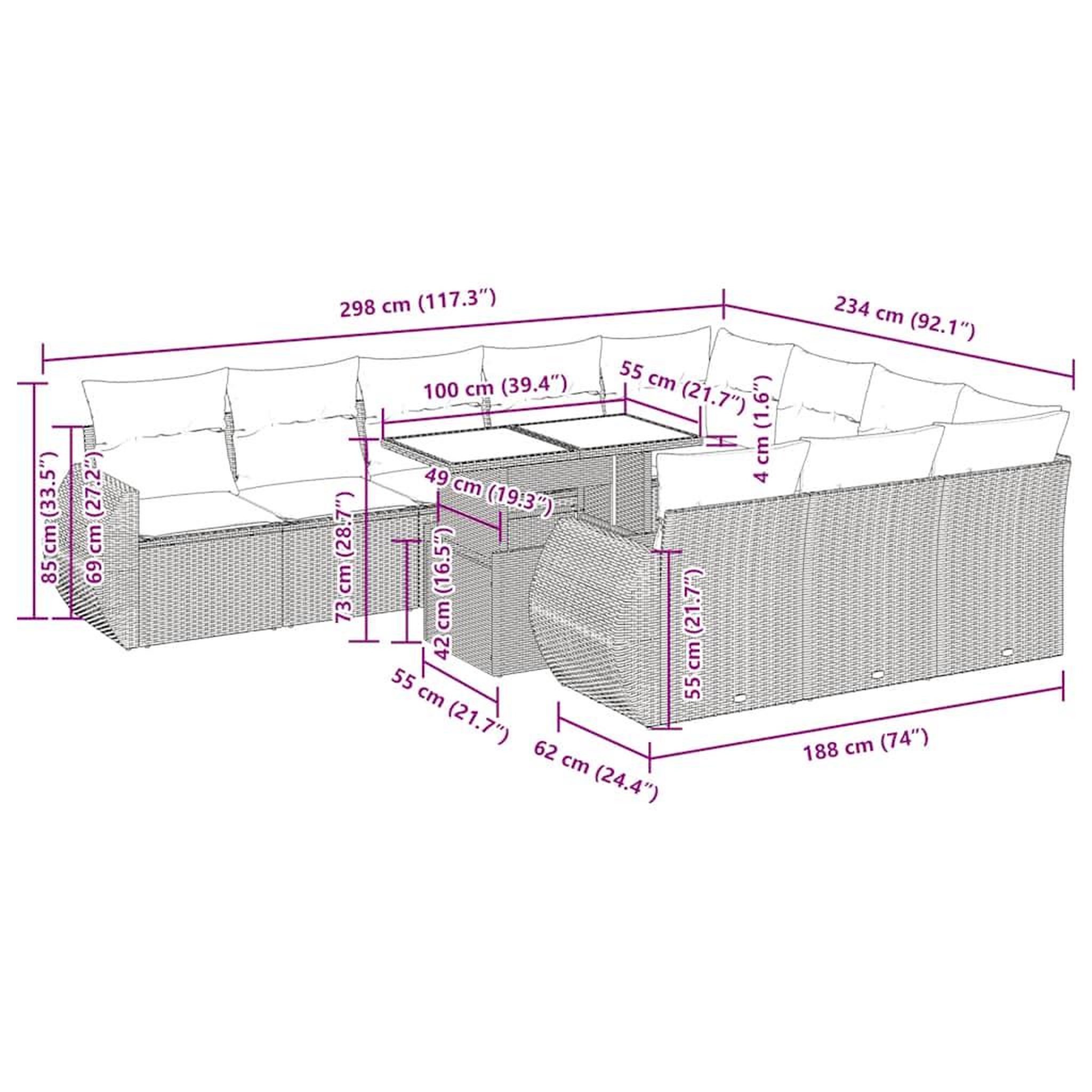 Voir la diapositive 6 : VIDAXL Salon de jardin et coussins 11 pcs marron resine tressee