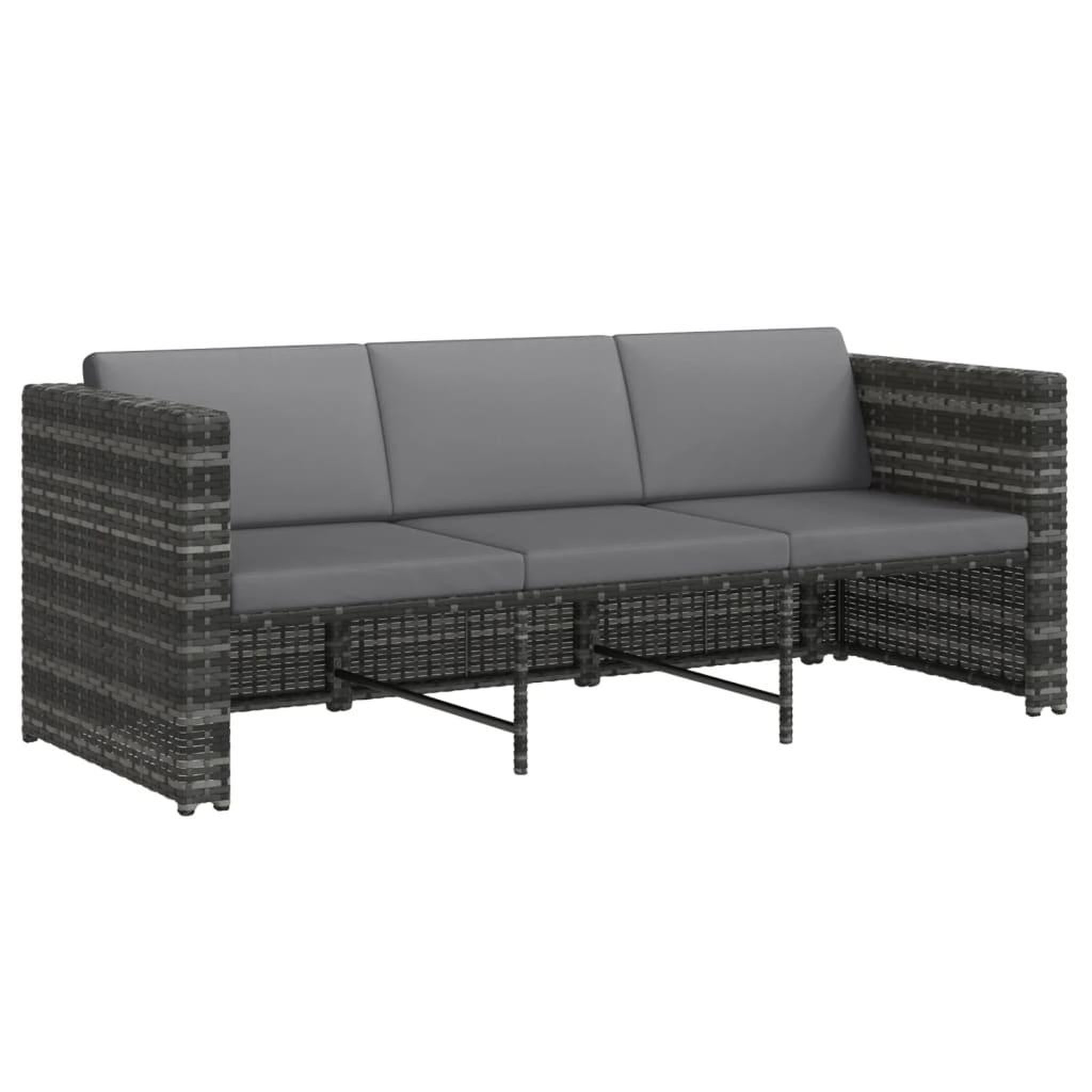 Voir la diapositive 5 : VIDAXL Salon de jardin 4 pcs avec coussins resine tressee gris