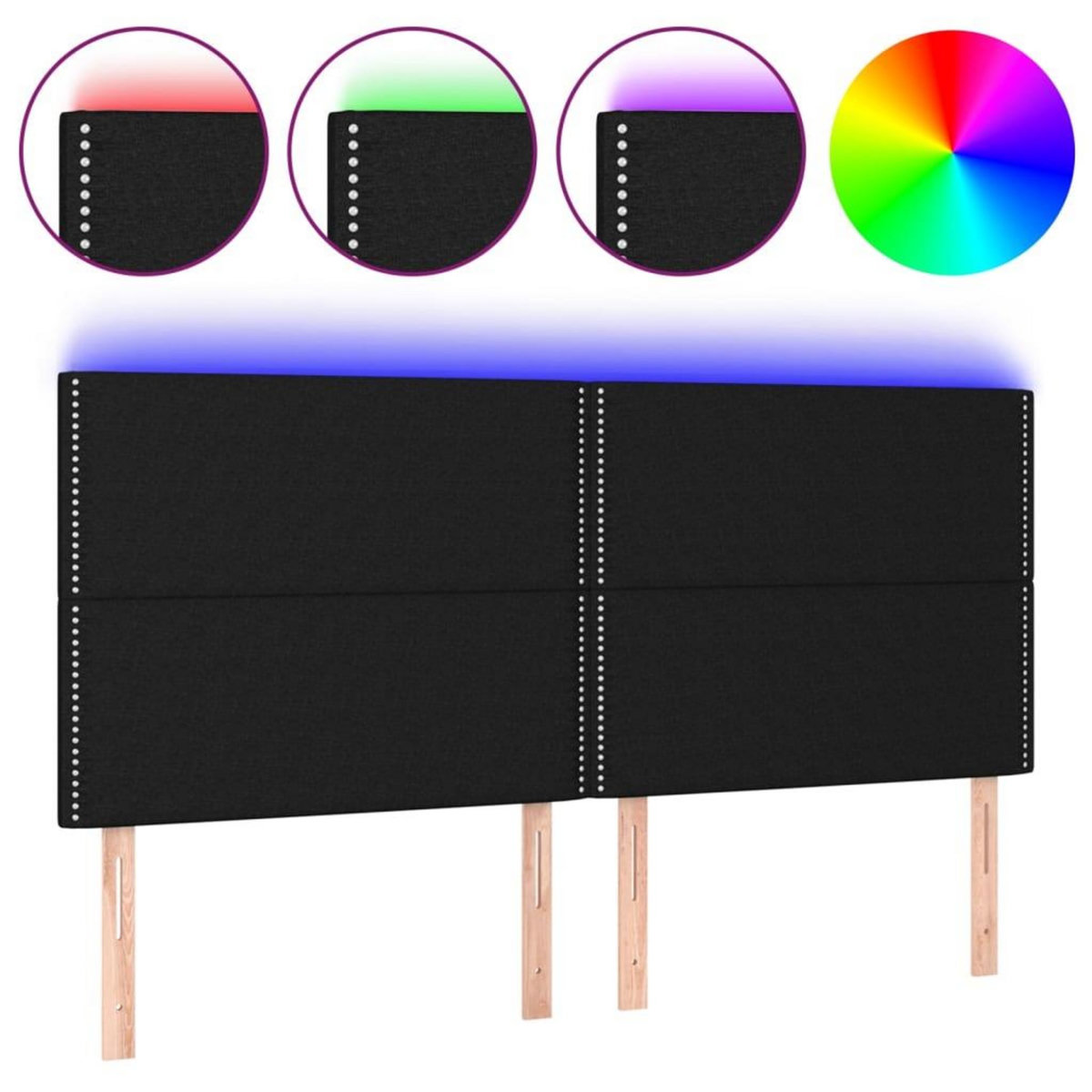 VIDAXL Tete de lit a LED Noir 200x5x118/128 cm Tissu