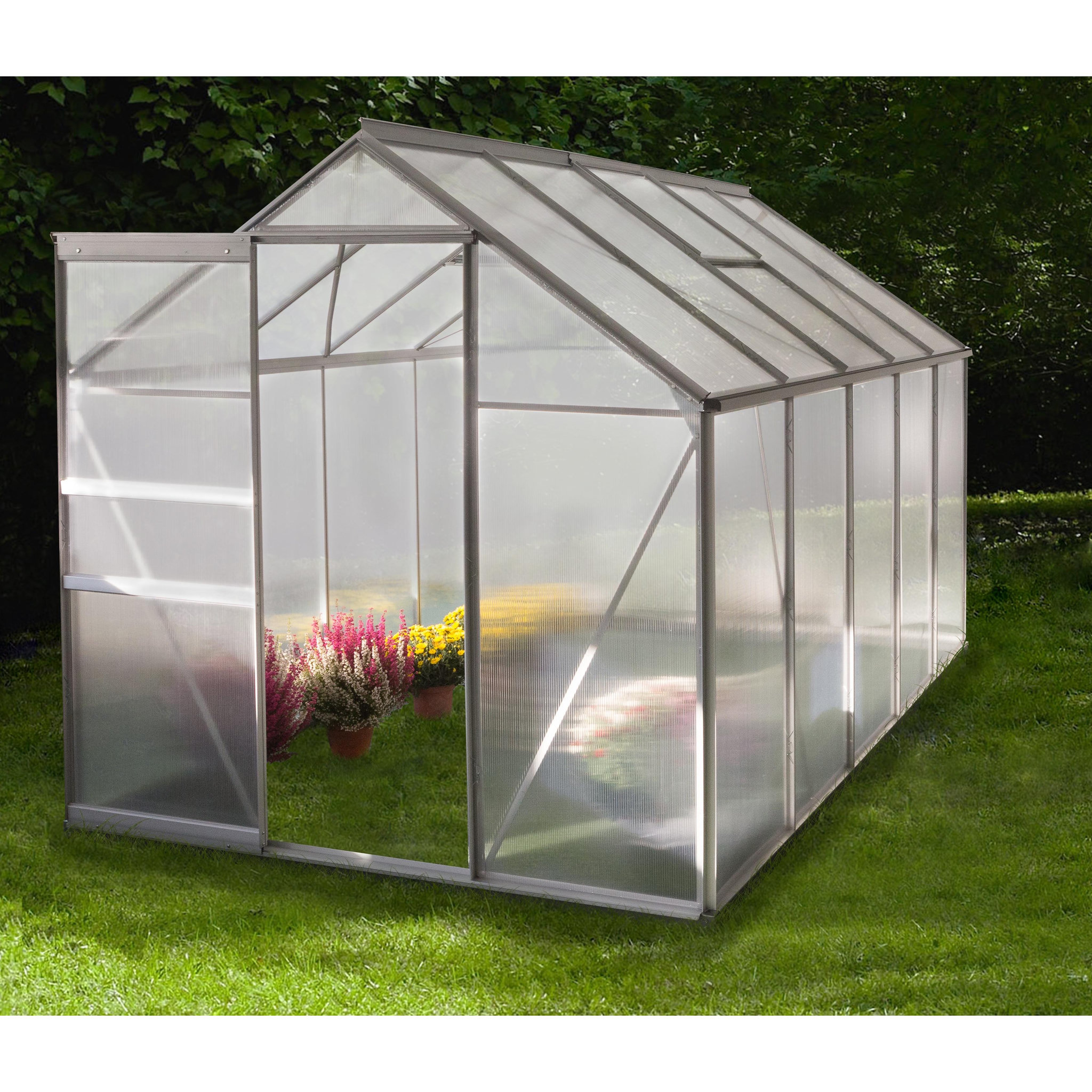 Voir la diapositive 2 : CHALET&JARDIN Serre de jardin avec base - Polycarbonate - 5,6m² - CHUPA
