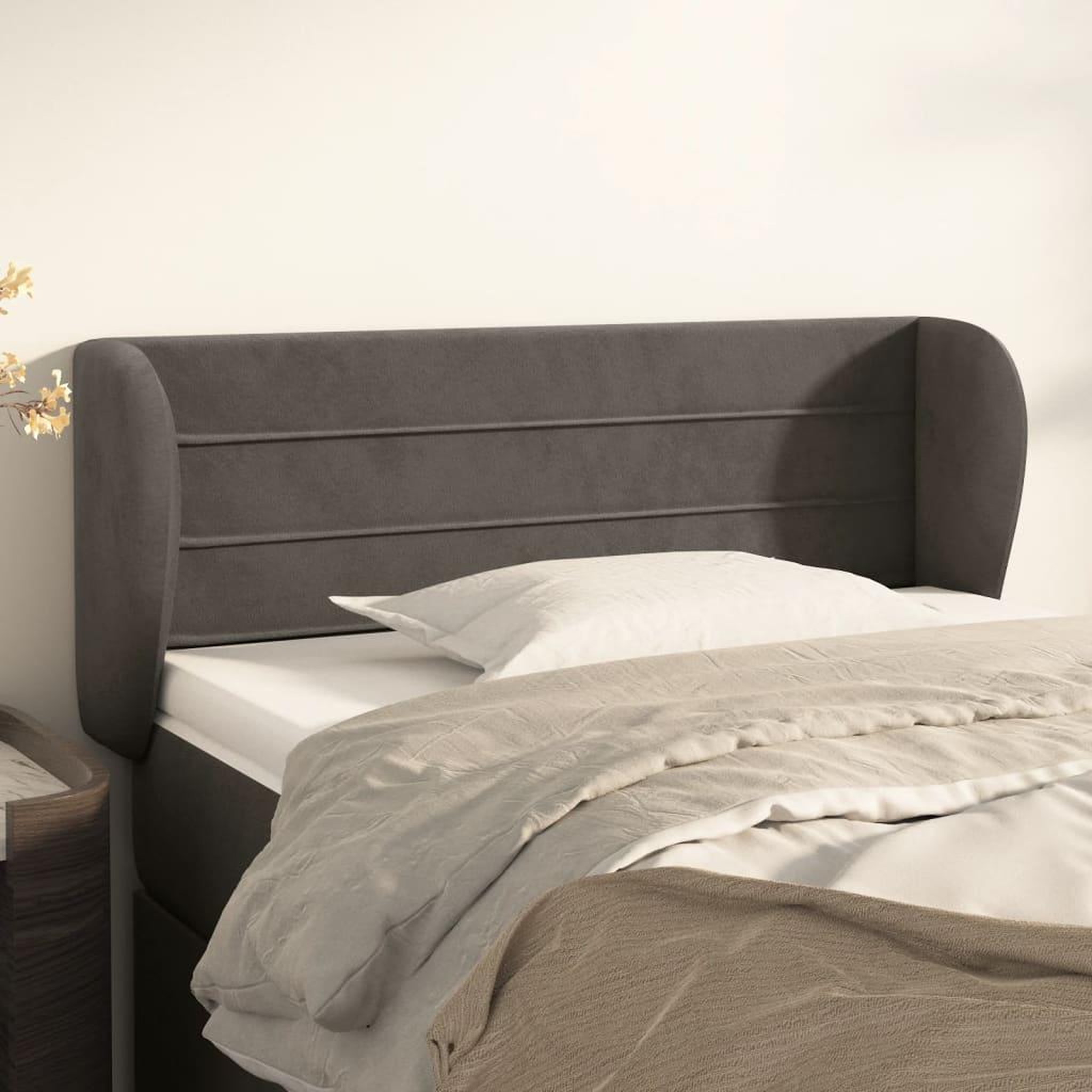 Voir la diapositive 1 : VIDAXL Tete de lit avec oreilles Gris fonce 103x23x78/88 cm Velours