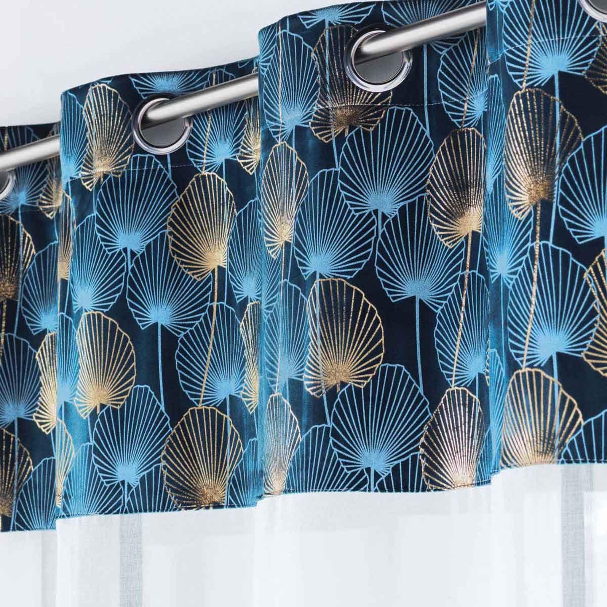 Voir la diapositive 2 : Douceur d'Intérieur Rideau voilage à œillets  clairine  140x240cm bleu