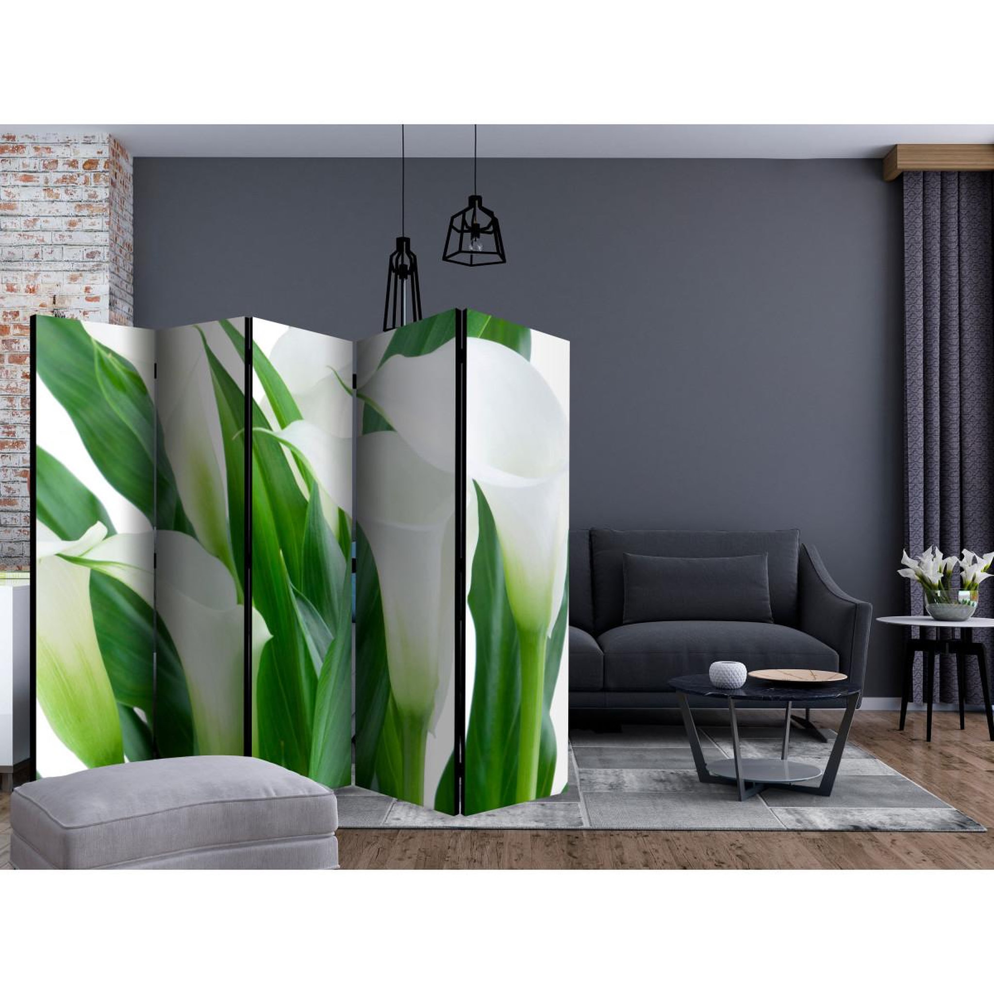 Voir la diapositive 2 : Paris Prix Paravent 5 volets  bunch of flowers callas  172x225cm