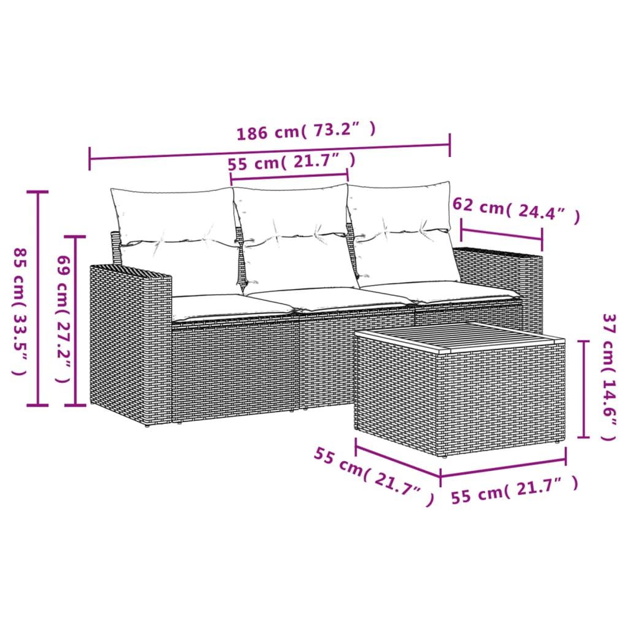 Voir la diapositive 6 : VIDAXL Salon de jardin avec coussins 4pcs melange beige resine tressee