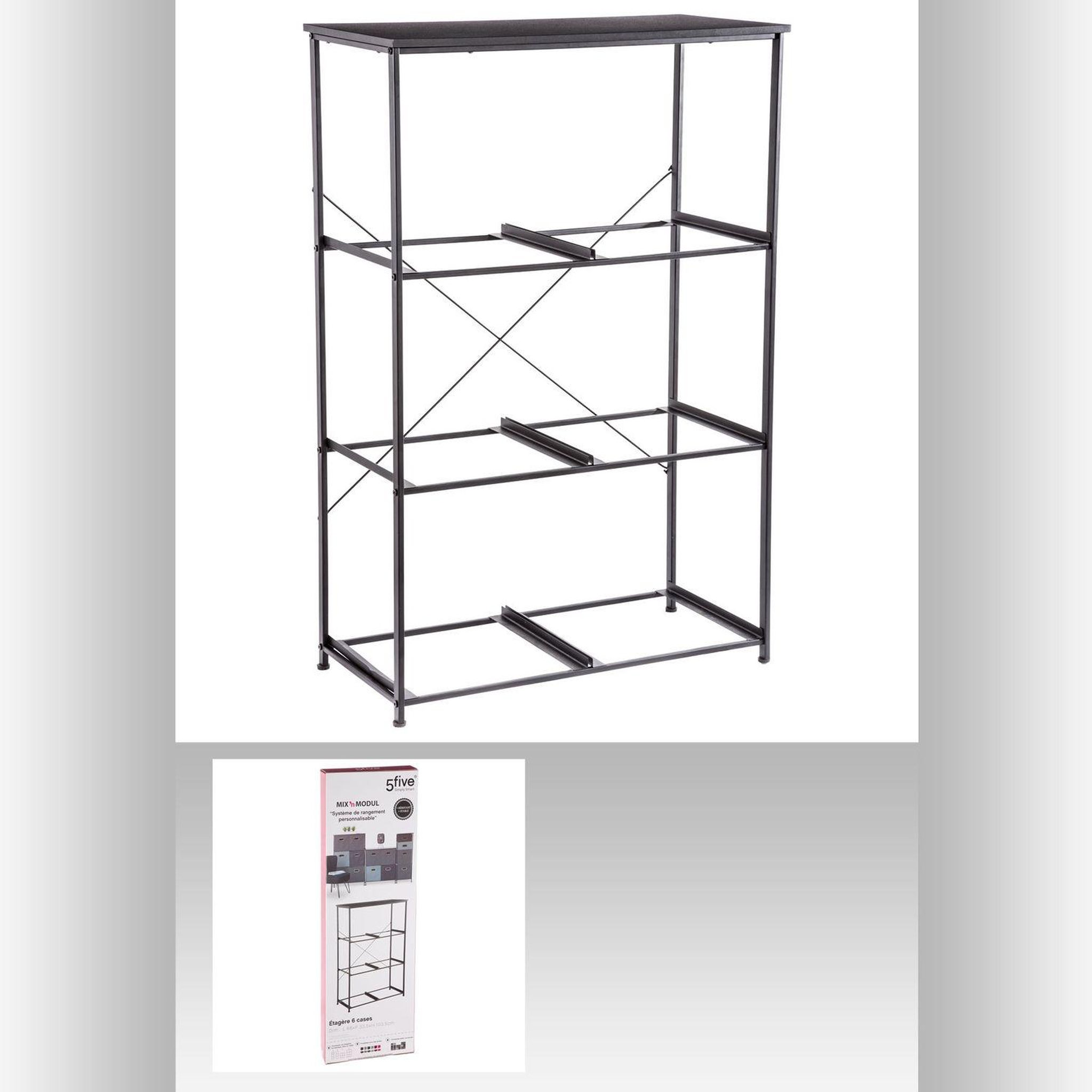 Voir la diapositive 4 : FIVE Etagère en métal mix n' modul - h. 104,5 - noir