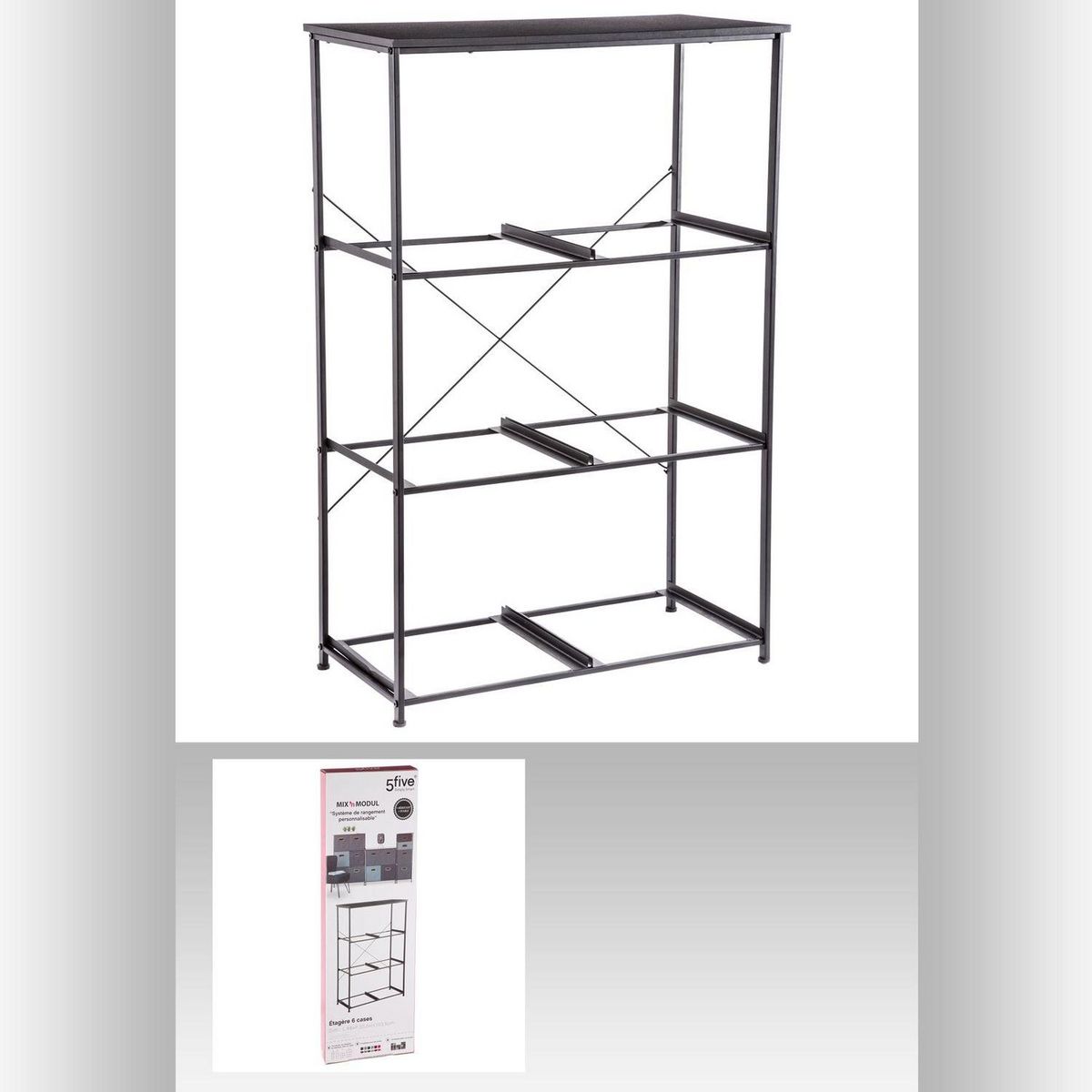 FIVE Etagère en métal Mix n' modul - H. 104,5 - Noir