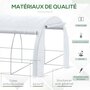 Voir la diapositive 4 : OUTSUNNY Serre de jardin tunnel 18 m² dim. 5,97L x 3,02l x 2H m - 12 fenêtres, porte zippée enroulable - châssis tubulaire acier galvanisé, bâche PE haute densité blanc