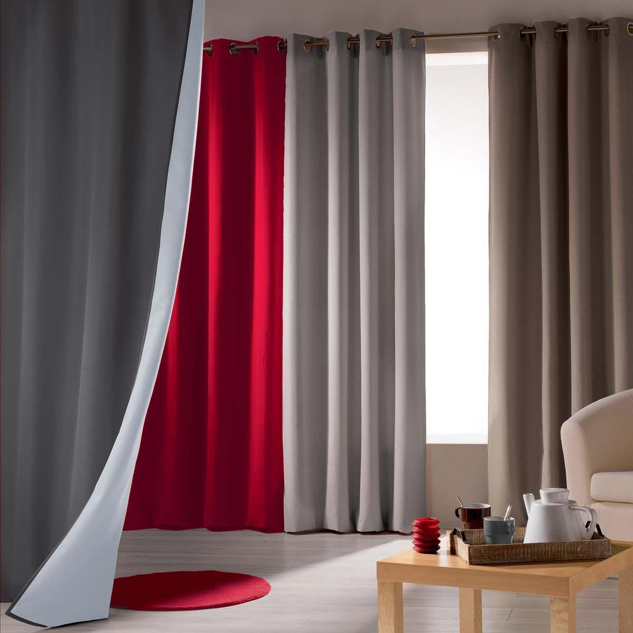 Voir la diapositive 3 : Douceur d'Intérieur Rideau isolant à œillets  icemount  140x260cm naturel