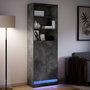 Voir la diapositive 5 : VIDAXL Buffet haut avec LED gris beton 69x32,5x200cm bois d'ingenierie