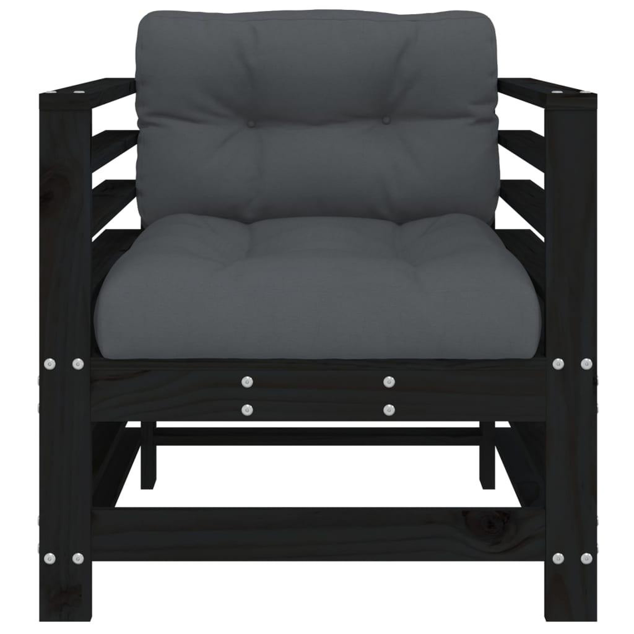 Voir la diapositive 4 : VIDAXL Chaises de jardin et coussins lot de 2 noir bois de pin massif