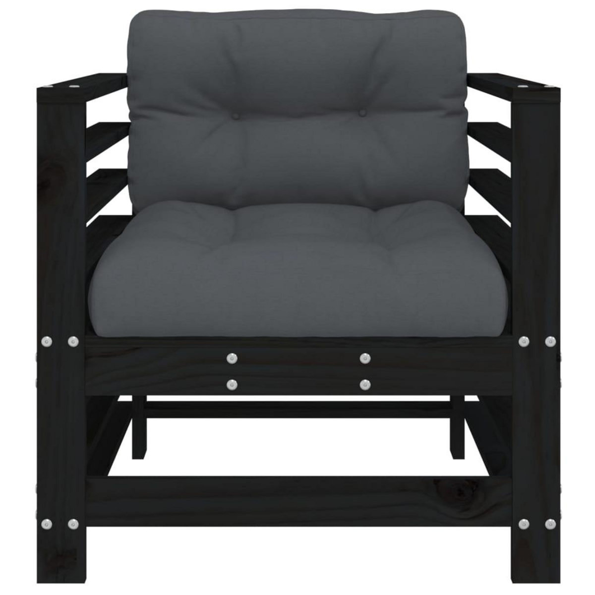 VIDAXL Chaises de jardin et coussins lot de 2 noir bois de pin massif