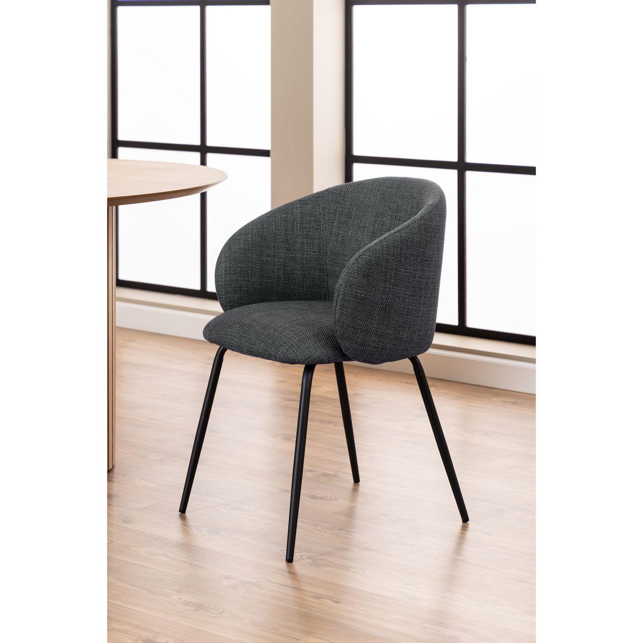 Voir la diapositive 2 : TOILINUX Lot de 2 chaises avec accoudoirs sören - gris anthracite avec pieds noirs