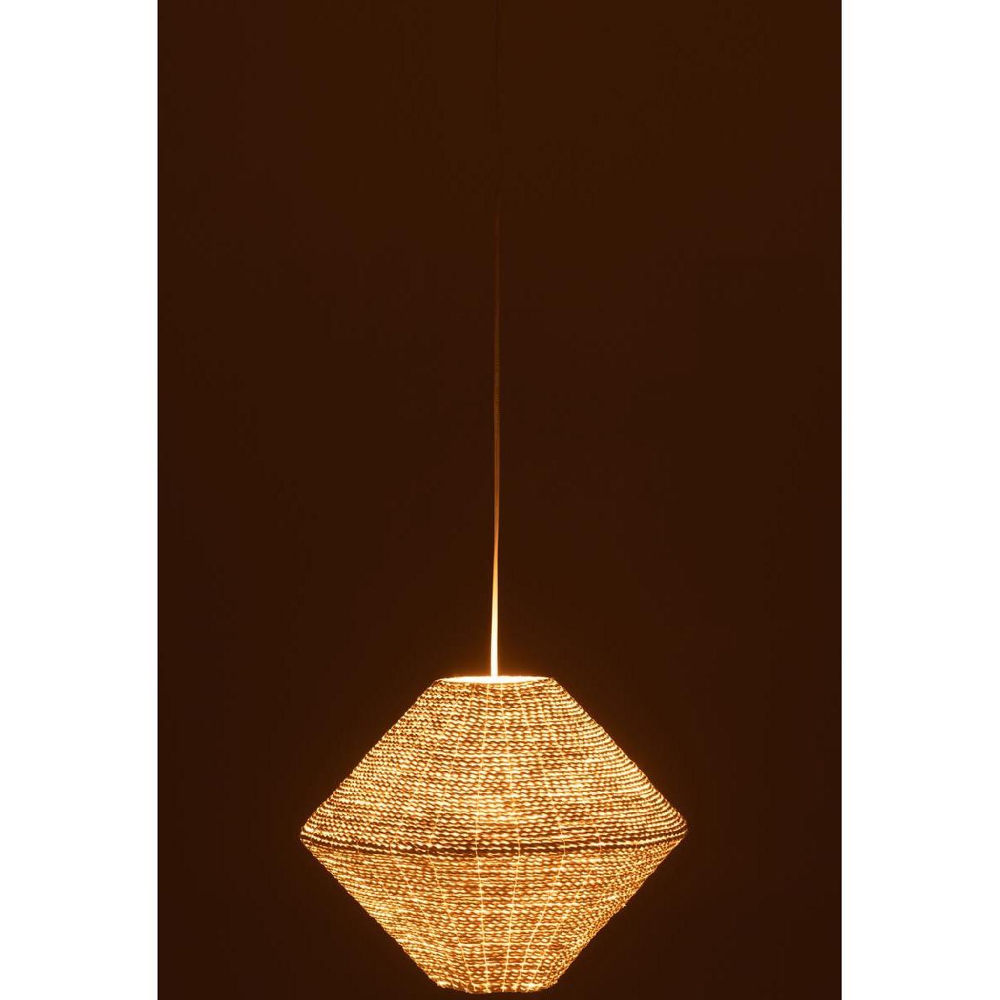 Voir la diapositive 3 : J-LINE Lampe suspension en raphia  soucoupe  40cm blanc