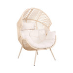 SWEEEK Fauteuil oeuf de jardin acier et résine beige - Salenza