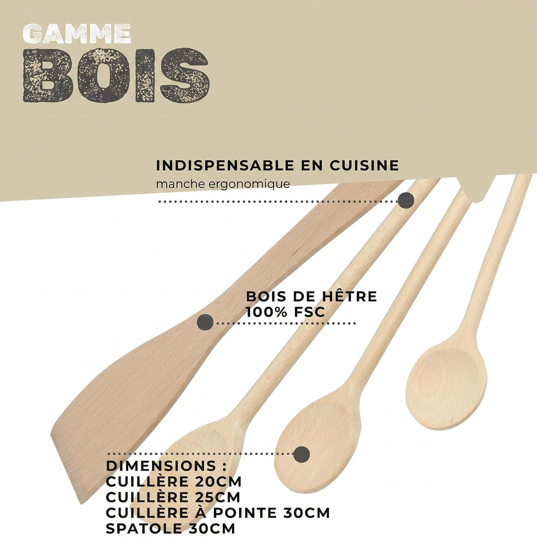 Voir la diapositive 2 : Fackelmann Set de 4 ustensiles de cuisine en bois fsc fackelmann nature