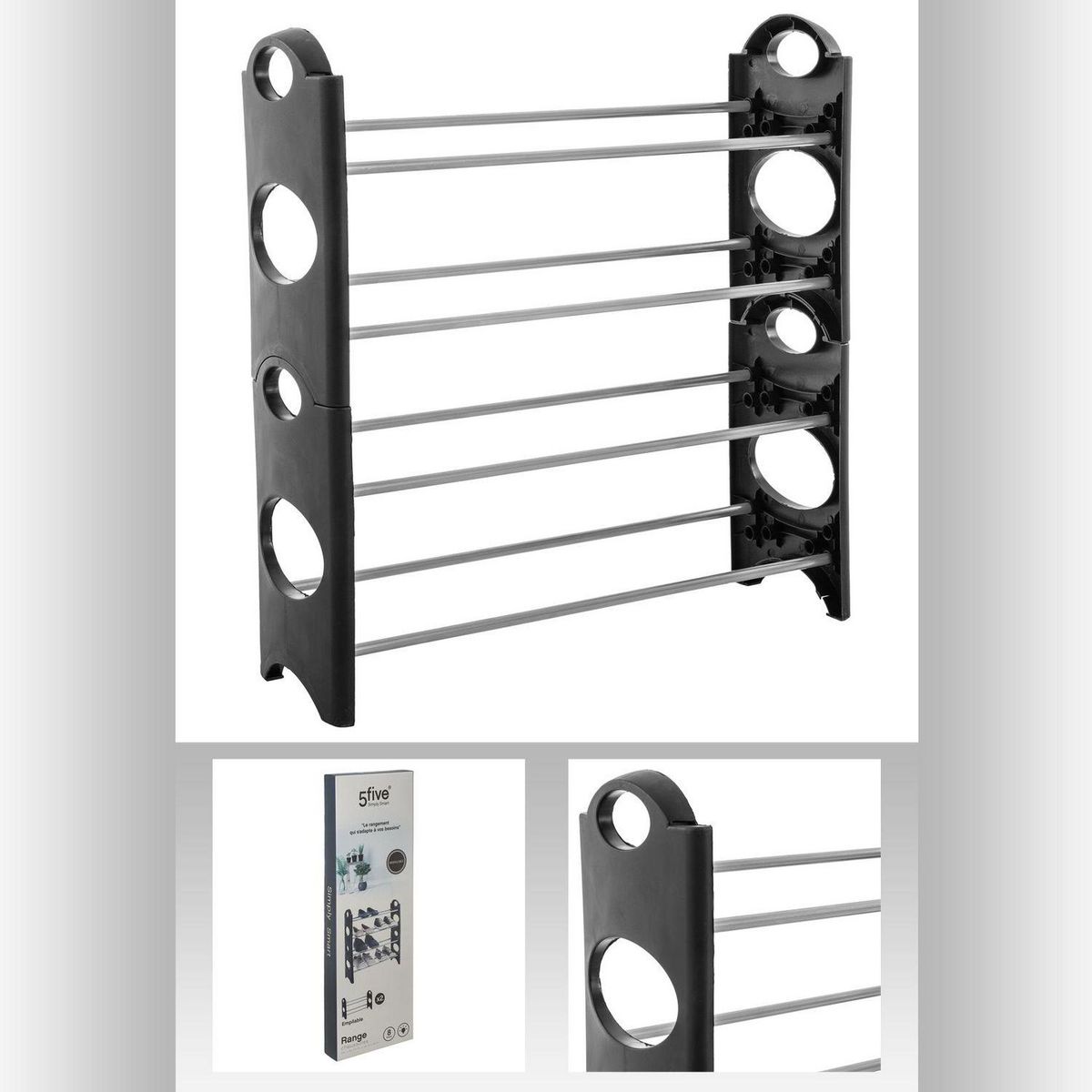 ATMOSPHERA Range chaussure à 4 étages - Noir - 61 x 64 cm