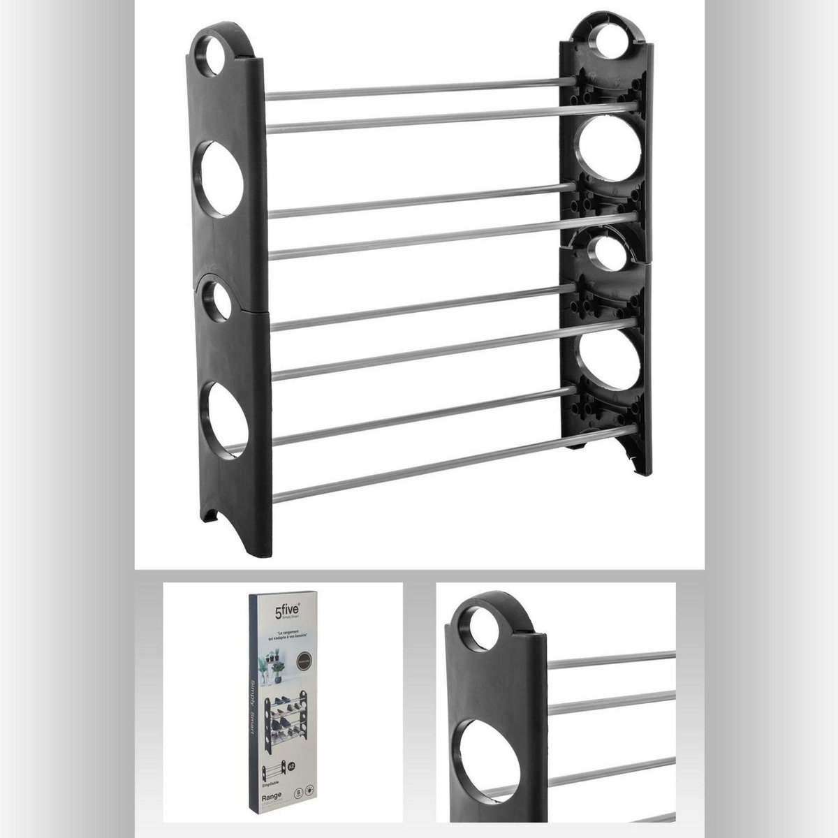 ATMOSPHERA Range chaussure à 4 étages - Noir - 61 x 64 cm