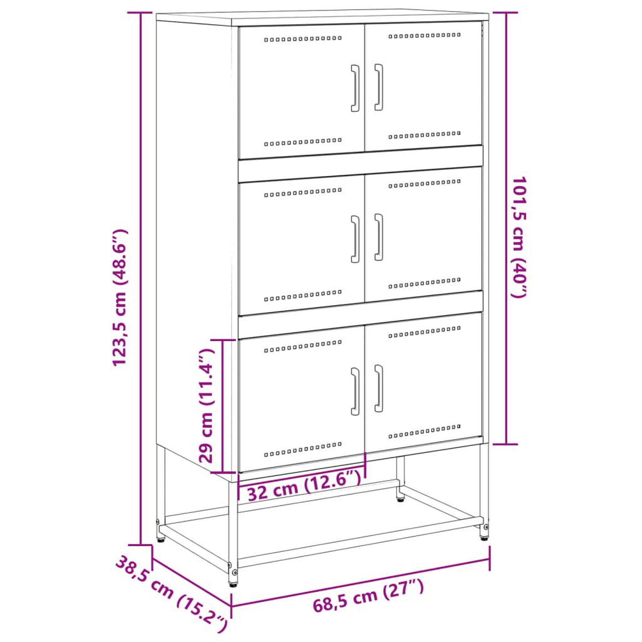 Voir la diapositive 6 : VIDAXL Buffet anthracite 68,5x38,5x123,5 cm acier