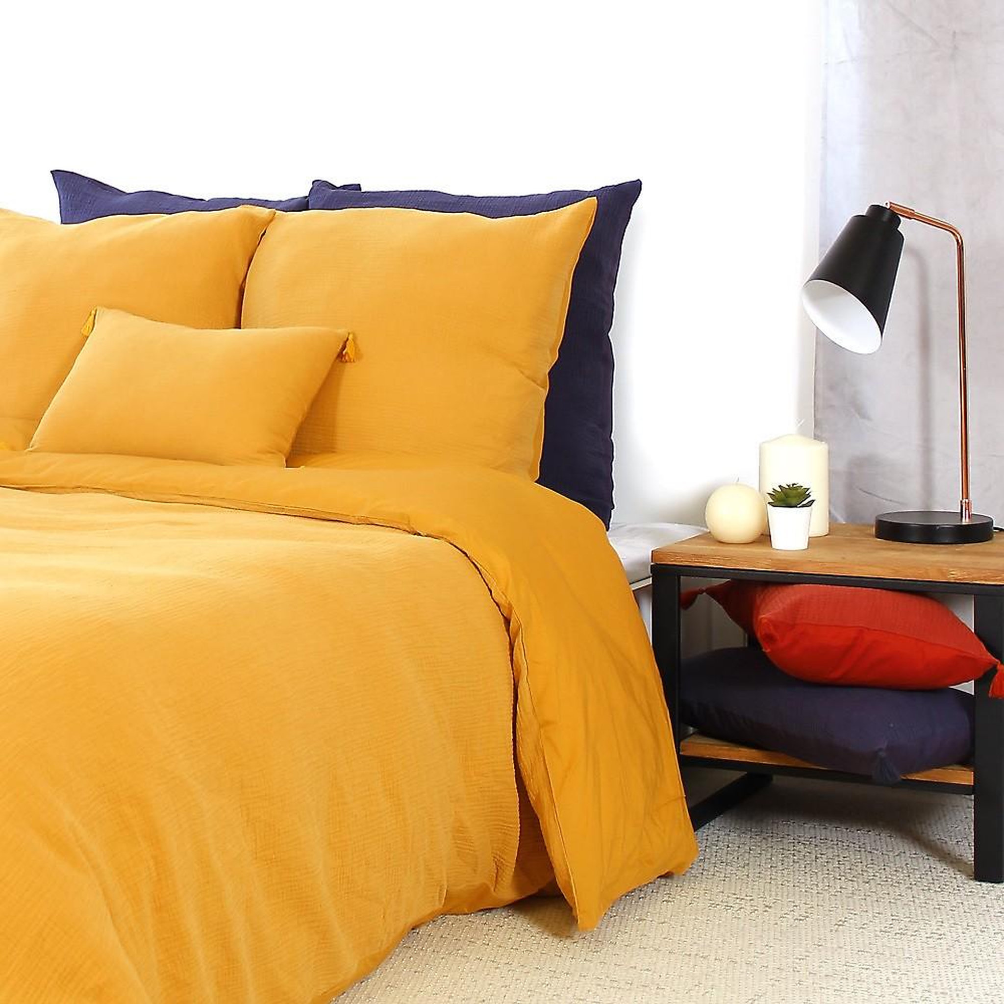 Voir la diapositive 2 : Home collection Parure housse de couette 100% gaze de coton