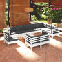 Voir la diapositive 1 : VIDAXL Salon de jardin 11 pcs avec coussins blanc bois de pin solide