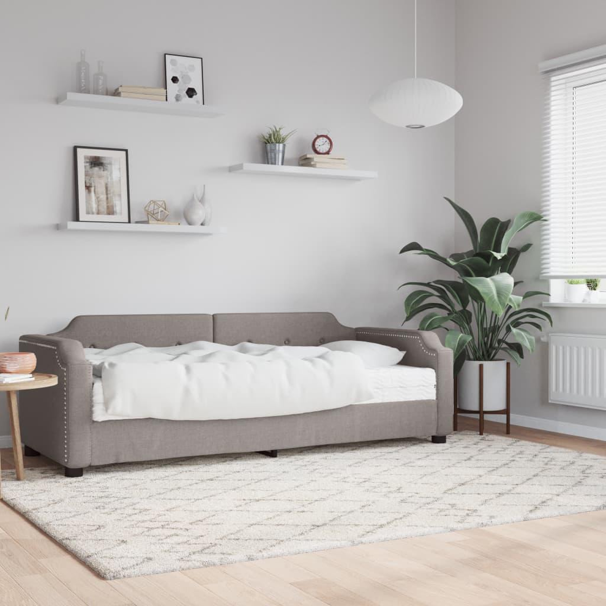 VIDAXL Lit de jour avec matelas taupe 90x200 cm tissu