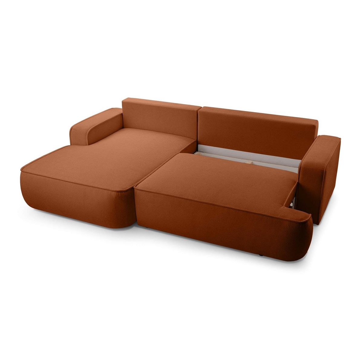 BEST MOBILIER Nessino - canapé d'angle gauche 4 places - convertible avec coffre - en tissu texturé