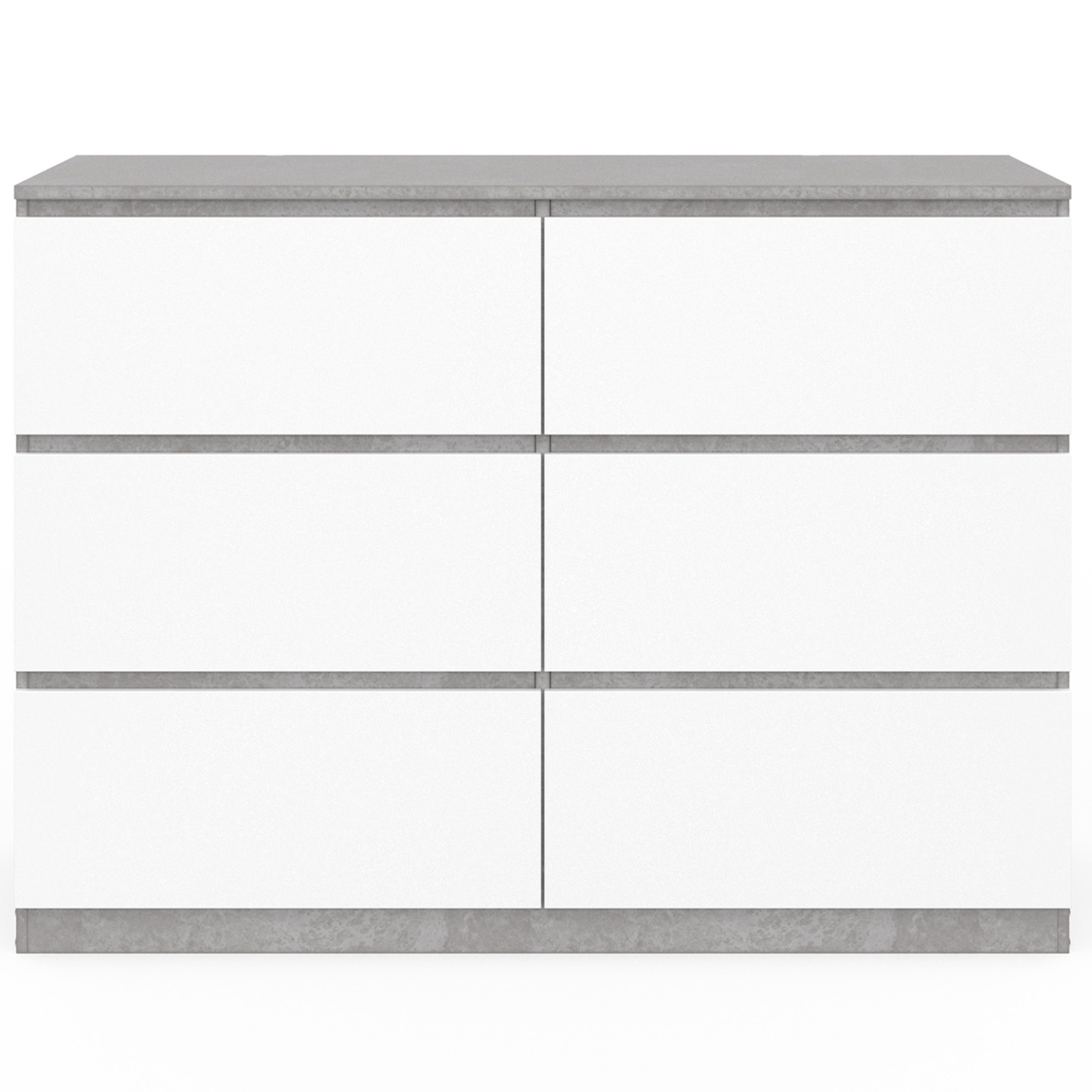 Voir la diapositive 3 : ID MARKET Commode 6 tiroirs tomi 110 cm blanc et effet béton