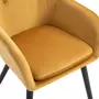 HOMCOM Chaises de visiteur design scandinave - lot de 2 chaises - pieds effilés bois noir - assise dossier accoudoirs ergonomiques velours moutarde