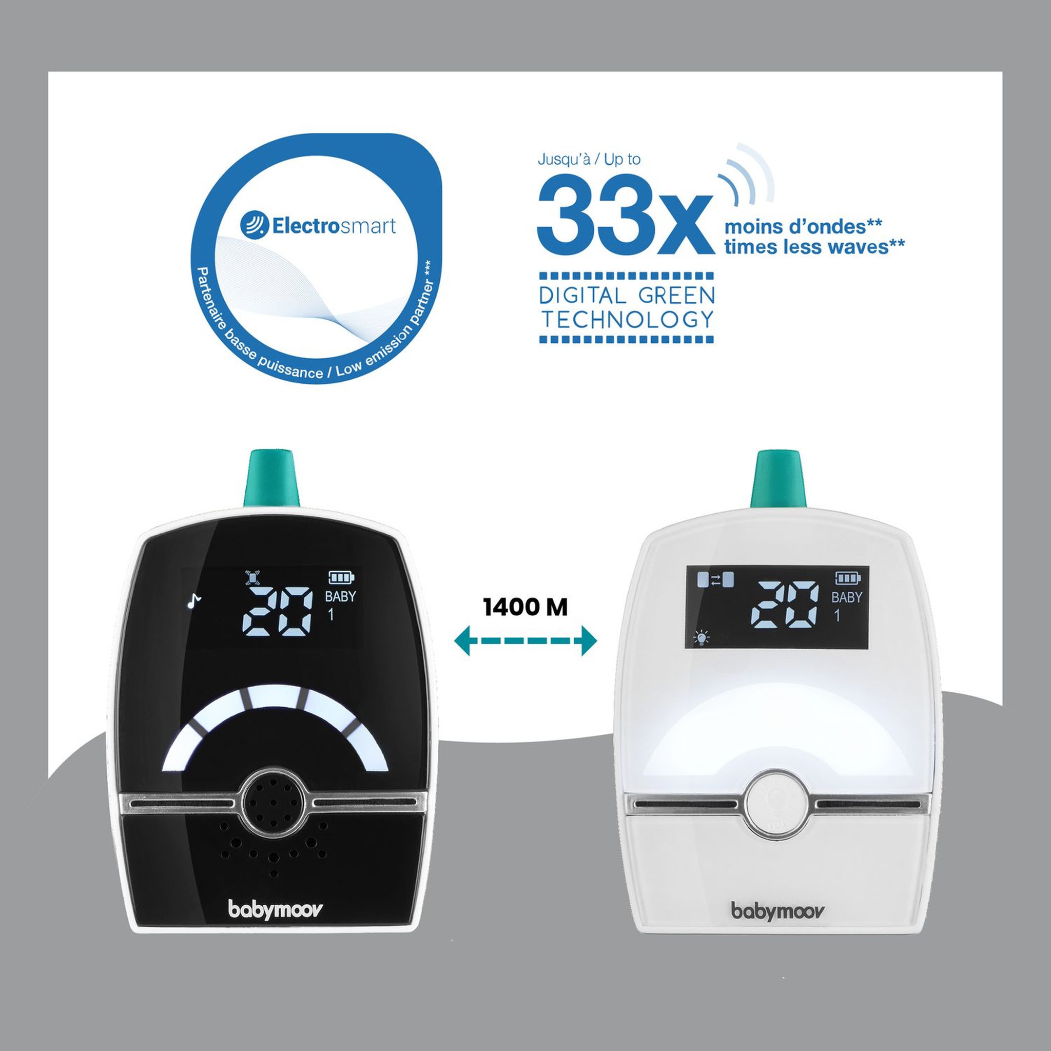 Voir la diapositive 3 : BABYMOOV Babyphone Audio Premium Care - 1400 mètres