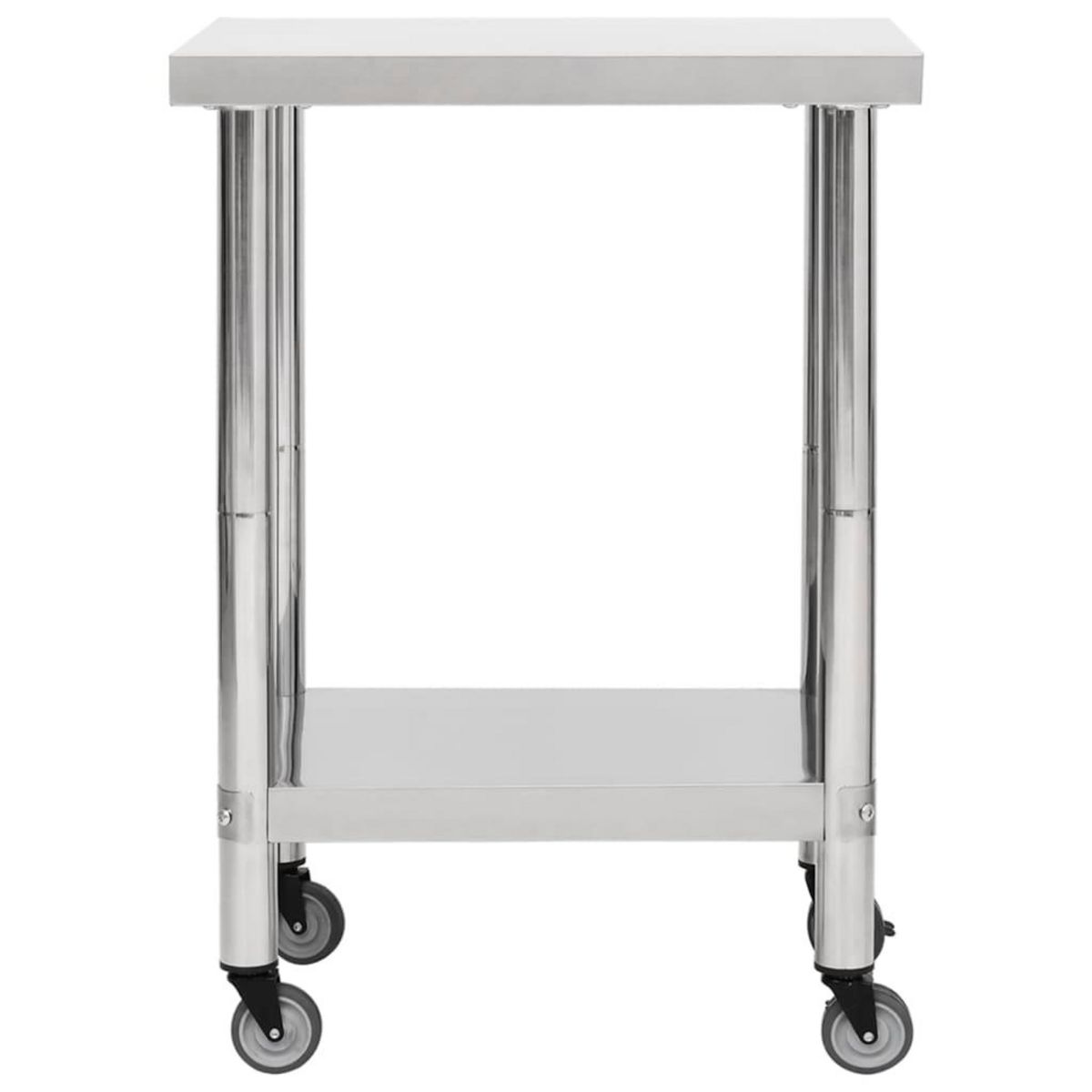 VIDAXL Table de travail de cuisine avec roues 60x45x85 cm Inox