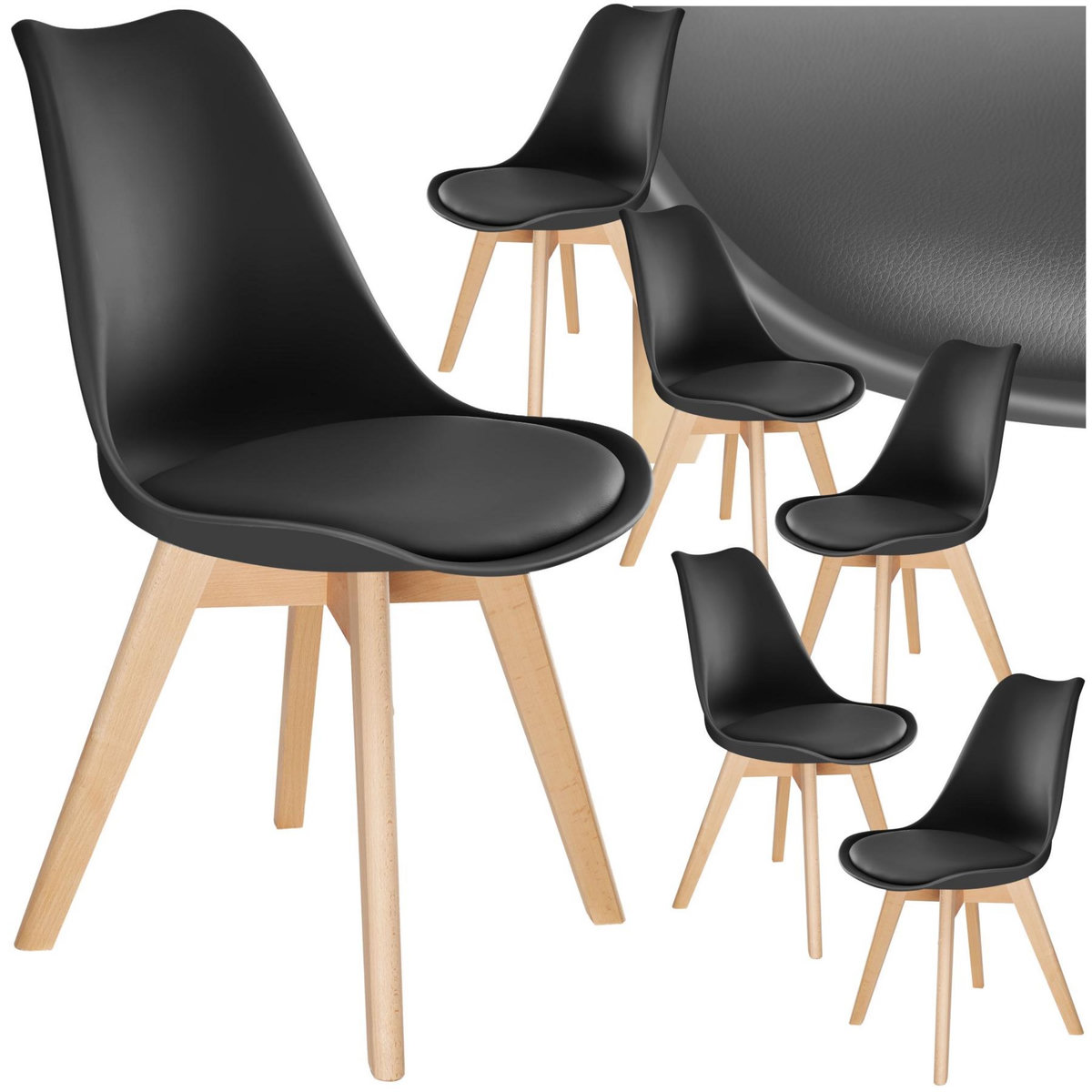 tectake Ensemble de chaises de salle à manger noir Lot de 6