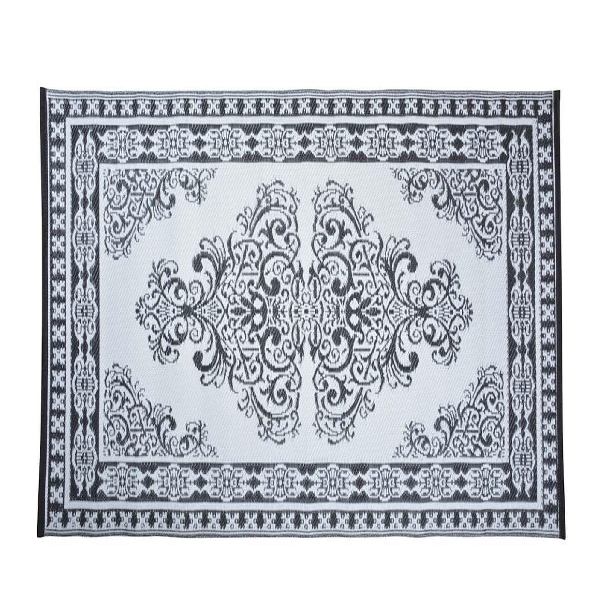 ESSCHERT DESIGN Tapis d'extérieur rectangulaire réversible motif Perse noir/blanc - 186 x 119 cm - Esschert Design