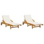 Voir la diapositive 2 : VIDAXL Chaises longues lot de 2 avec coussins 200x68x83 cm bois acacia