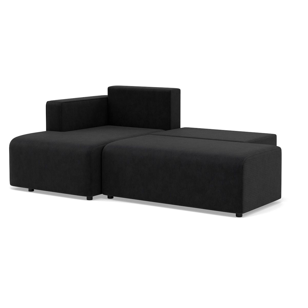 BEST MOBILIER Topaze - canapé d'angle gauche 4 places convertible avec coffre en velours côtelé