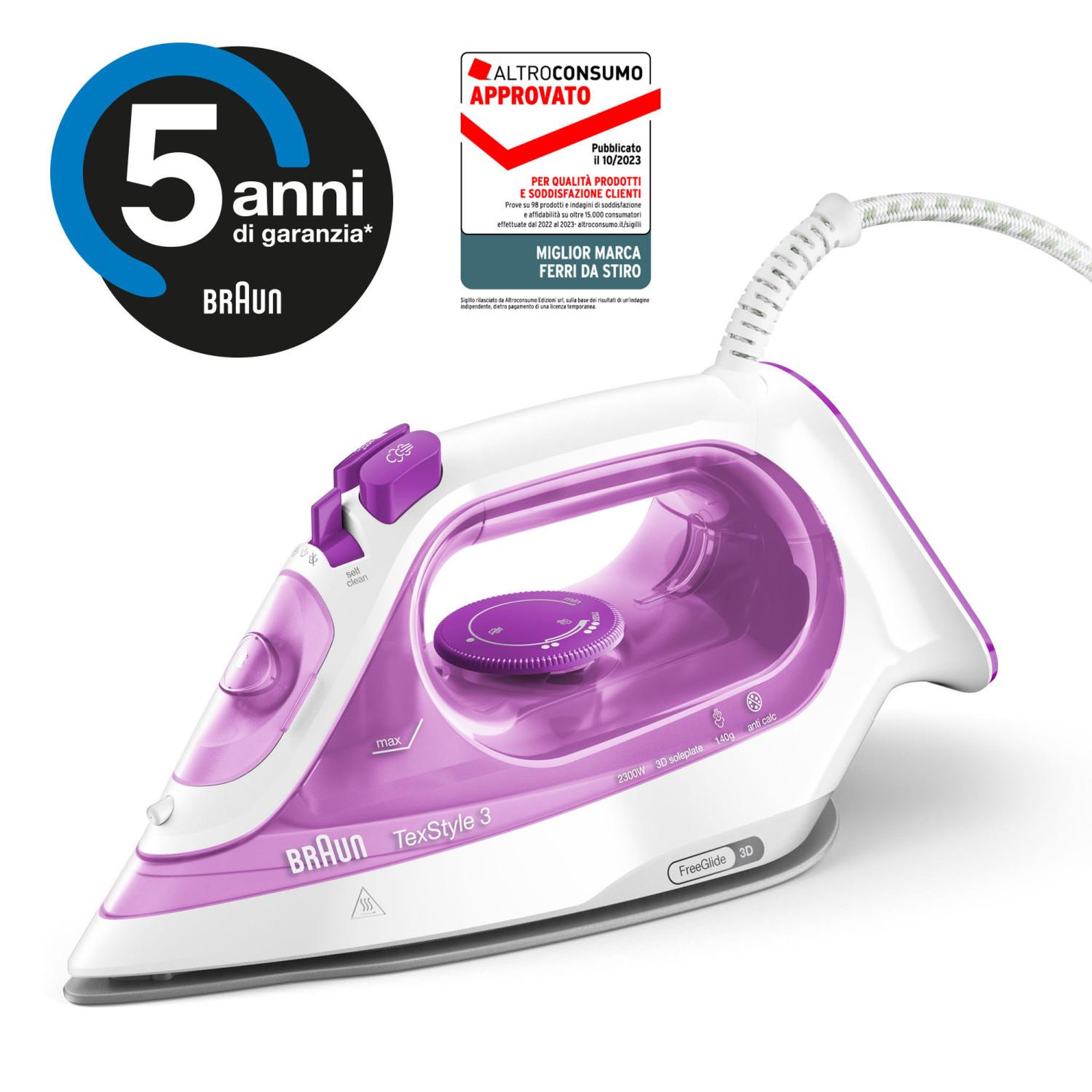 Voir la diapositive 3 : BRAUN BRAUN SI3030PU - Fer Vapeur - TexStyle - Systeme anti-tartre - débit vapeur 45g/min