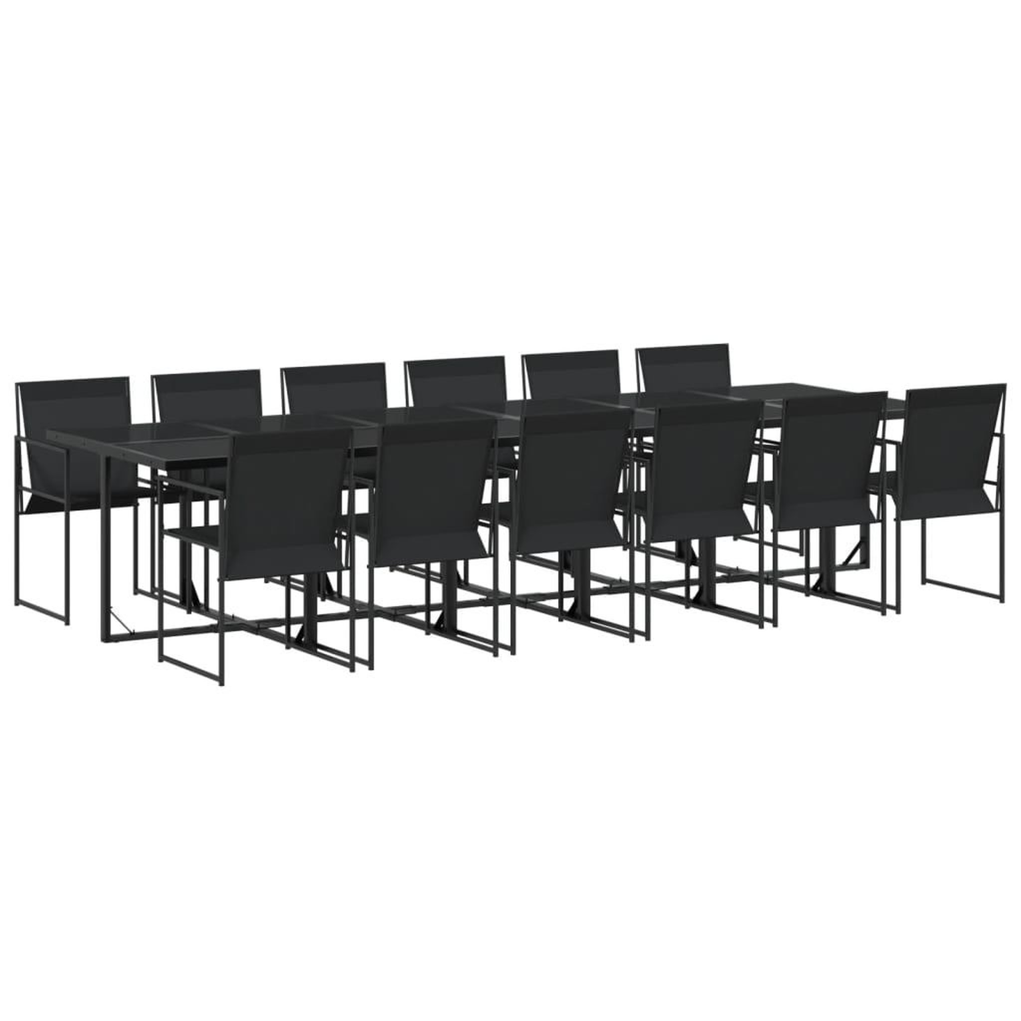 Voir la diapositive 2 : VIDAXL Ensemble a manger de jardin 13 pcs noir textilene