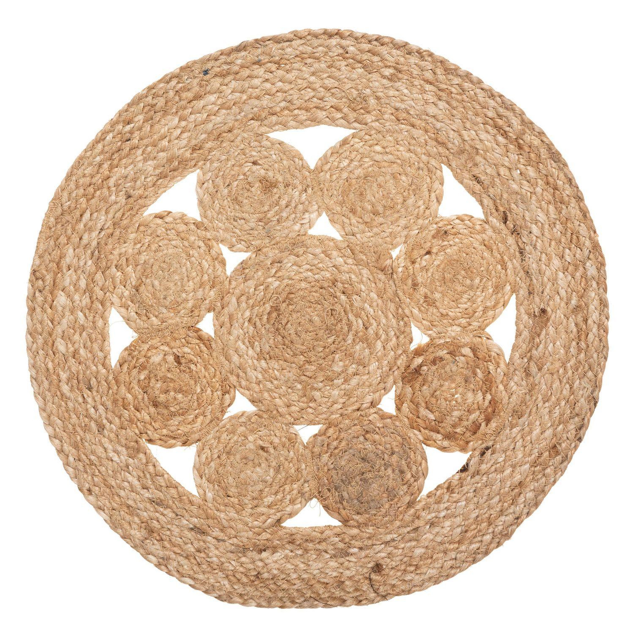 Voir la diapositive 4 : TOILINUX Lot de 6 sets de table en jute ajouré - Diamètre 38 cm - Beige