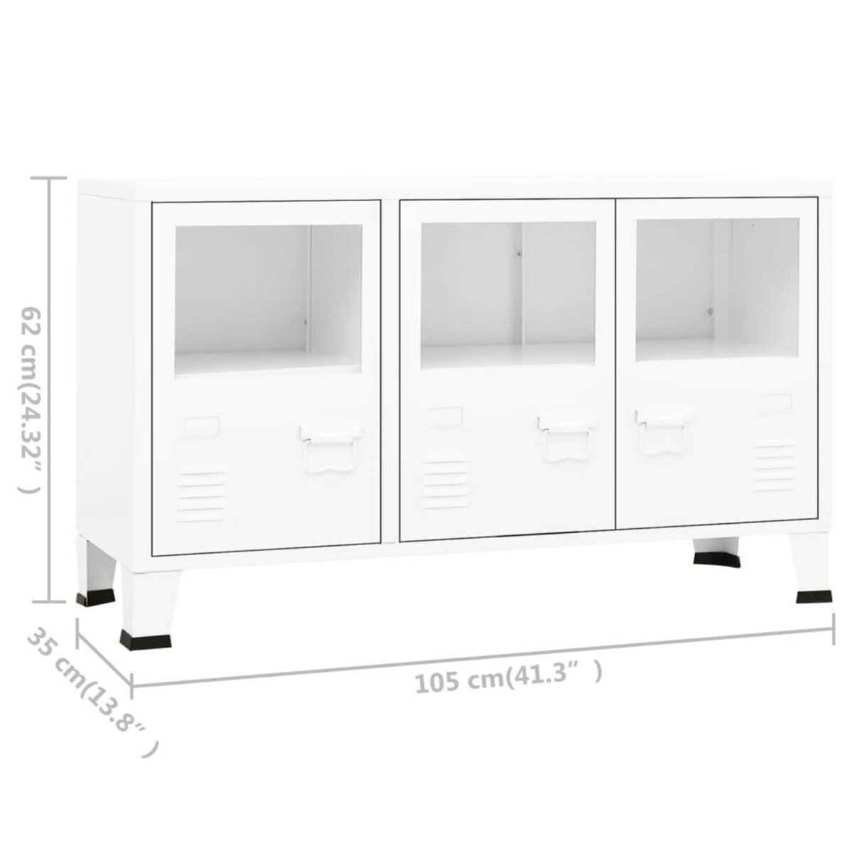 VIDAXL Buffet industriel Blanc 105x35x62 cm Metal et verre