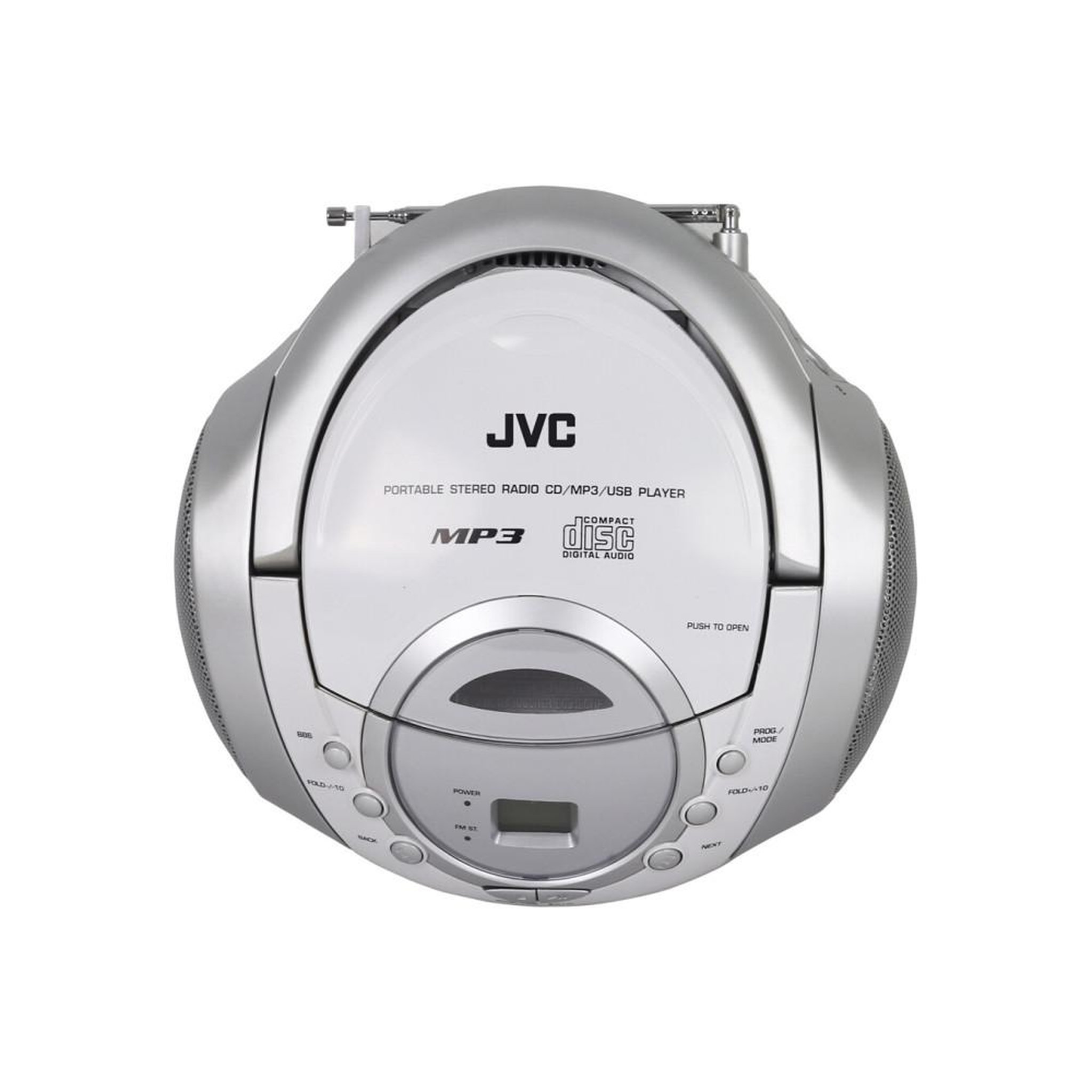 Voir la diapositive 5 : JVC Radio CD stéréo argent RD-F321W avec lecture CD MP3, tuner FM/AM analogique, port USB et entrée AUX