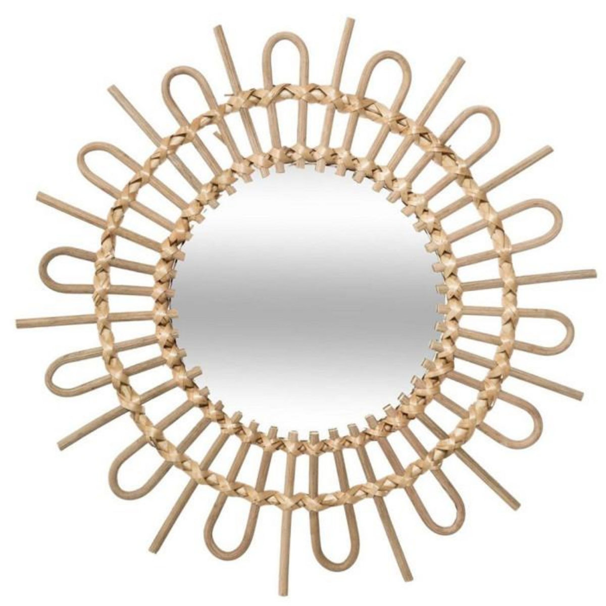 ATMOSPHERA Miroir Mural en Rotin  Soleil  50cm Naturel