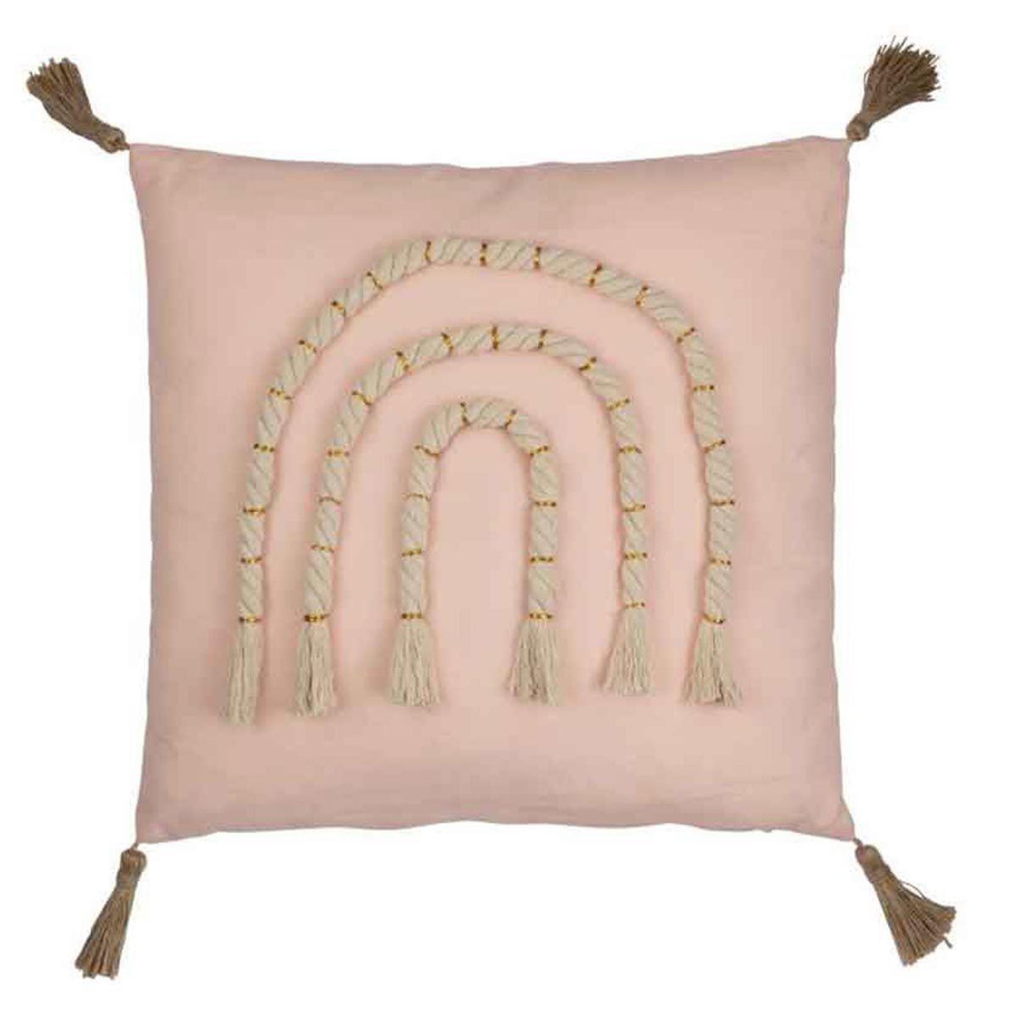 J-LINE Coussin déco  arc-en-ciel  40x40cm rose