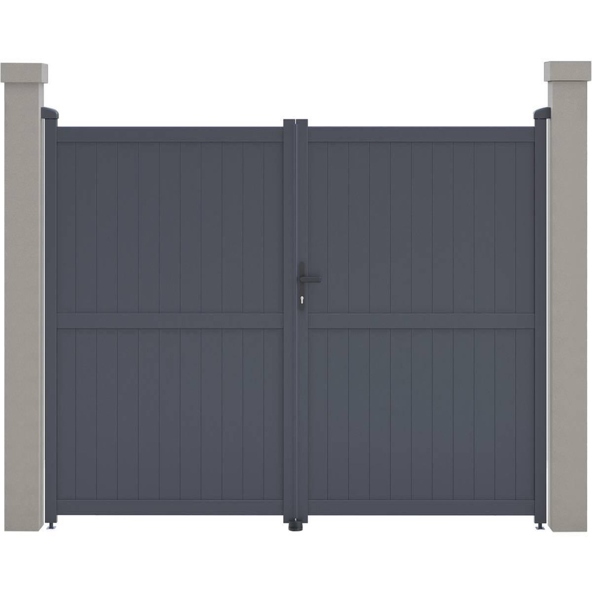 Habitat et Jardin Portail aluminium  maurice  - 299.5 x 180.9 cm - gris