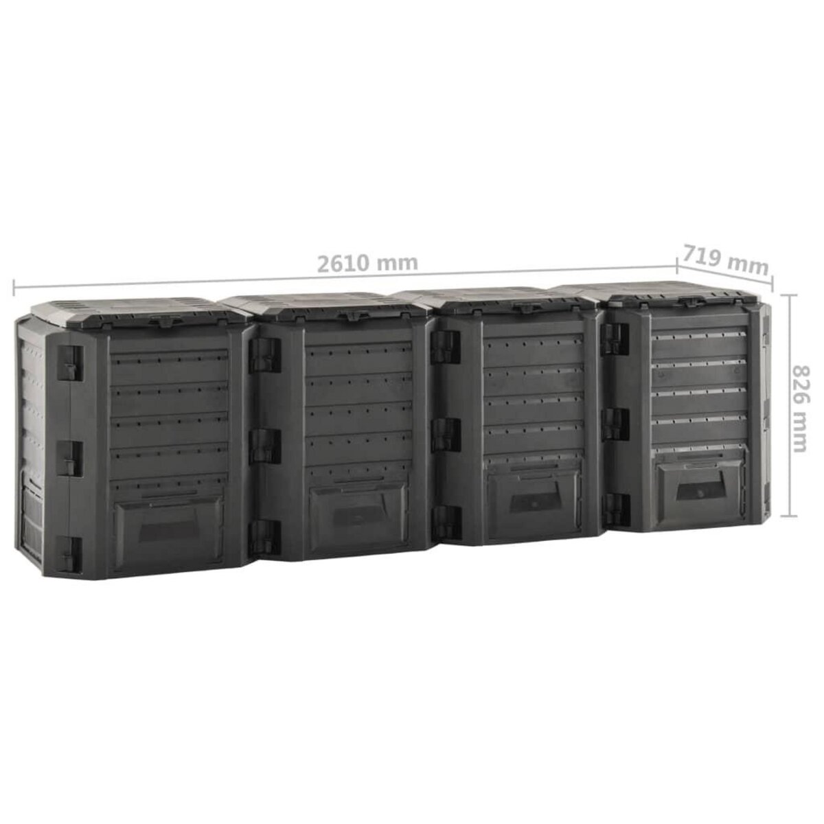 VIDAXL Composteur de jardin Noir 1600 L